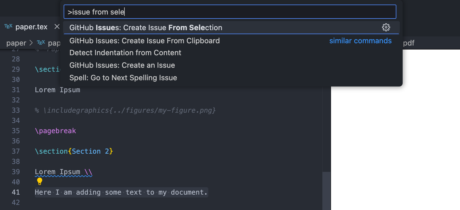 Creating issue from VS Code