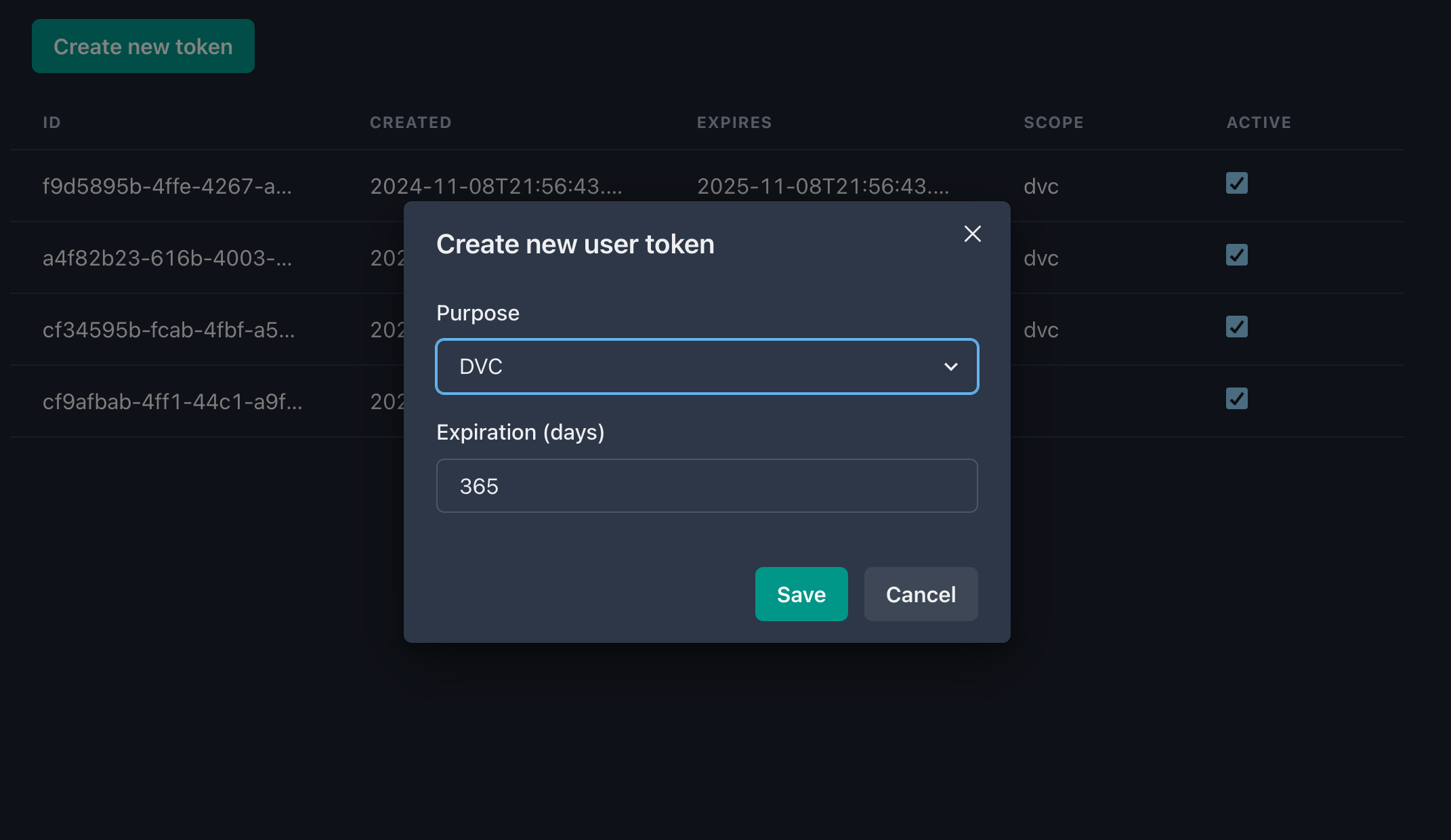 Creating the token.